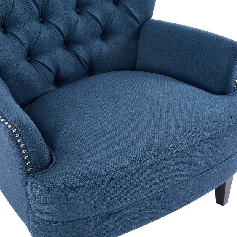 Tufted Lounge Chair with Nailhead Trim & Solid Wood Legs by Harper&Bright Designs