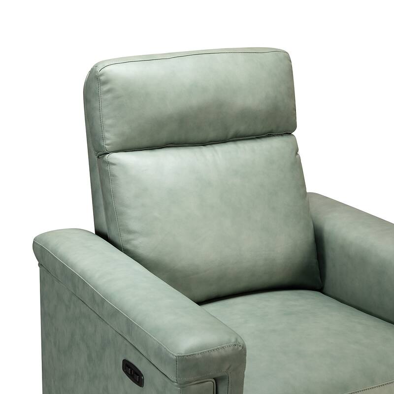 Alicia 34.65" Wide Contemporary Classic Genuine Leather Power Recliner With USB Port, Set of 2