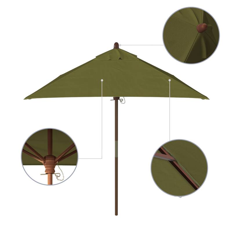 Port Lavaca 6ft Square, Sunbrella Fabric Wooden Patio Umbrella by Havenside Home, Base Not Included