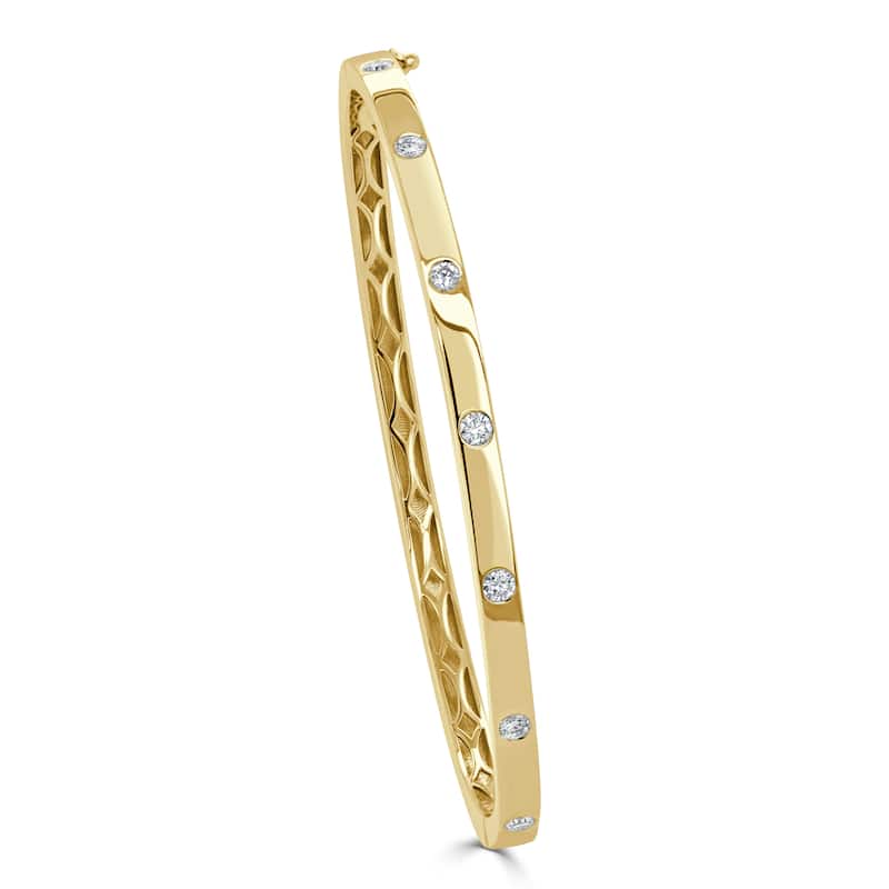 Joelle Collection Diamond Stackable Bangle 0.40ct Bezel Set 14K Gold - White