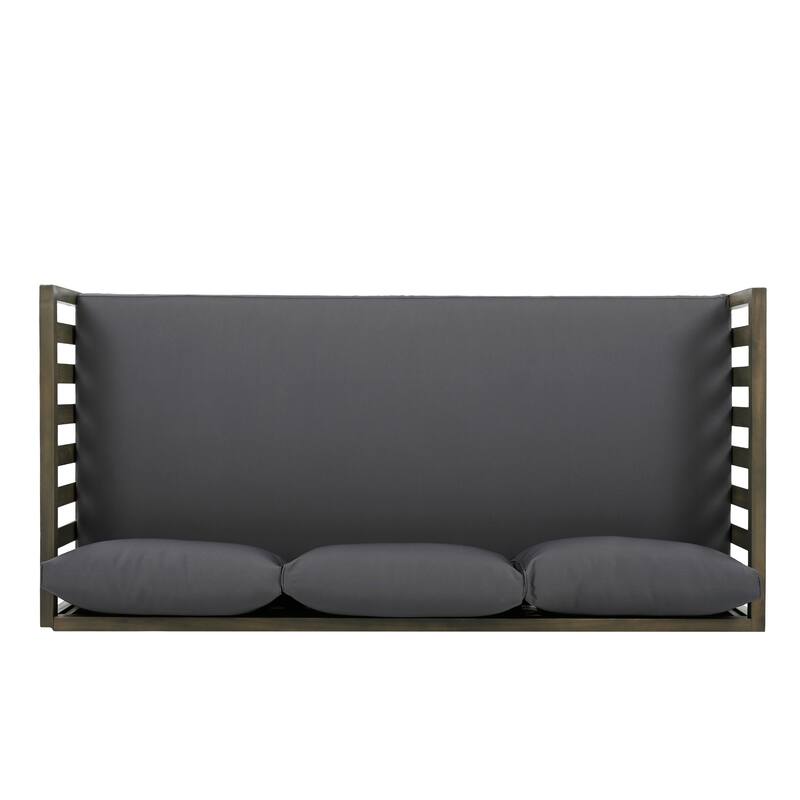 Daybed 3-Seater Slat Design Acacia Wood Waterproof Fabric Outdoor Lounger"
