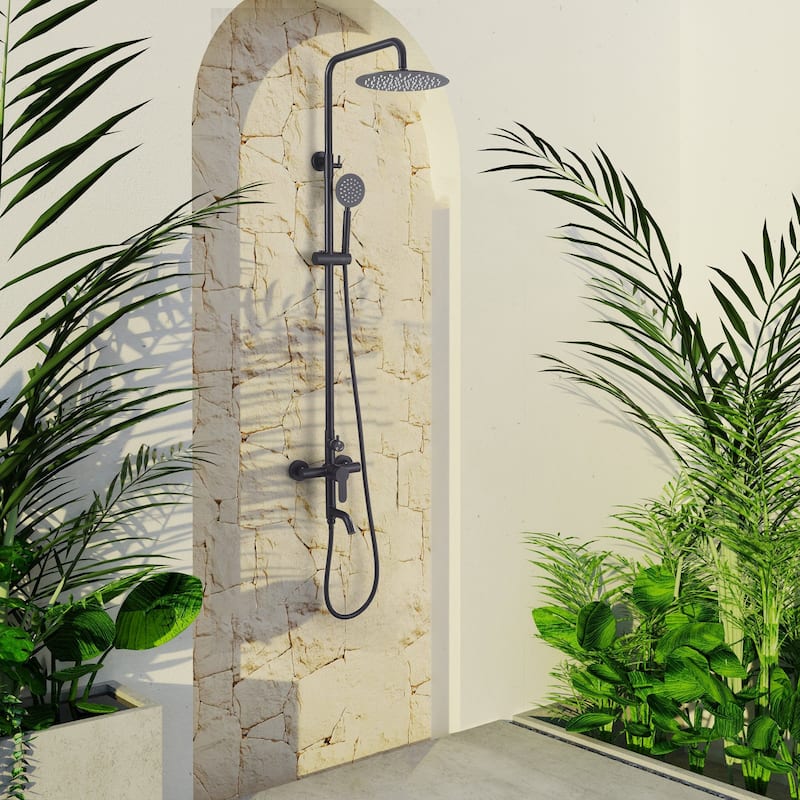 51"H 3-Function 304 Stainless Steel Wall-Mounted Outdoor Shower System