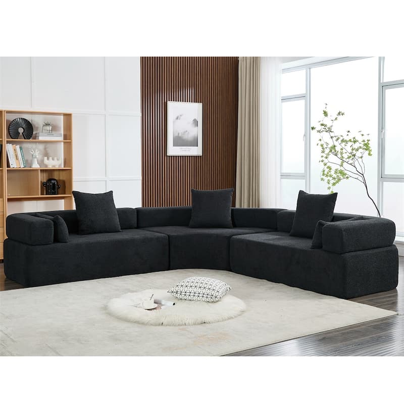 4-Seat Living Room Oversized Upholstered Curved Modular Combination Sofa