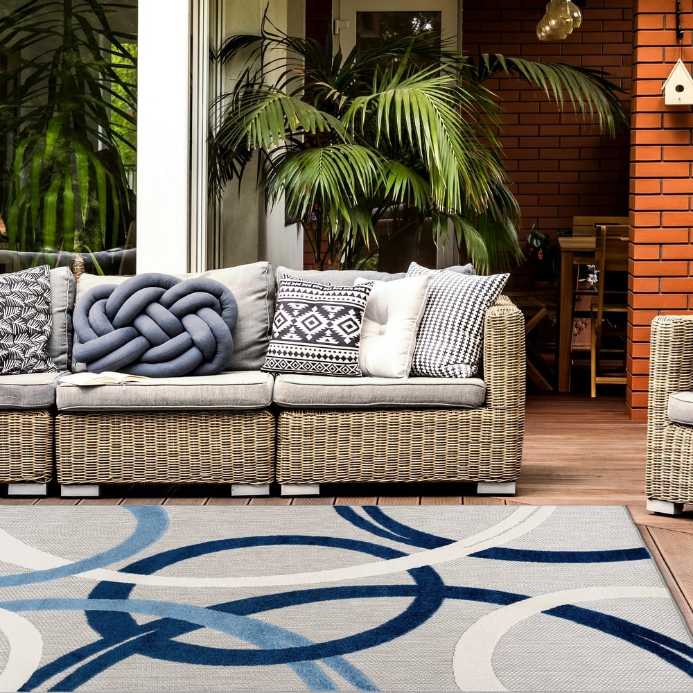 World Rug Gallery Contemporary Circular Indoor/Outdoor Area Rug