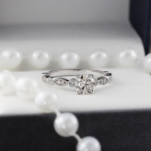 Auriya 14k Gold Vintage 1 1/2ct Round Moissanite Engagement Ring. Opens flyout.