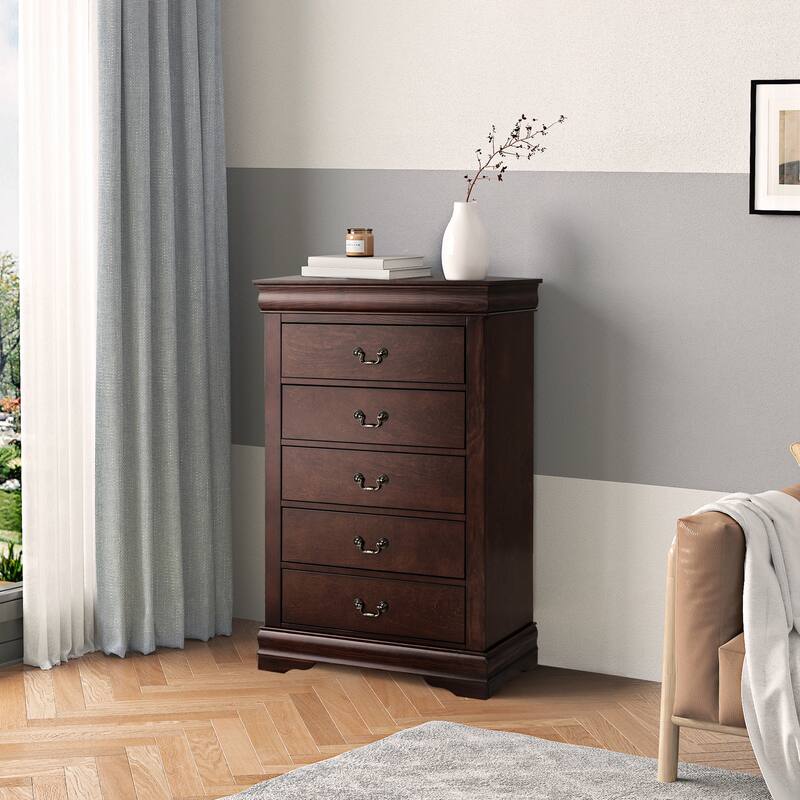 Modern Solid Wood Chest Drawers with 5-Drawer