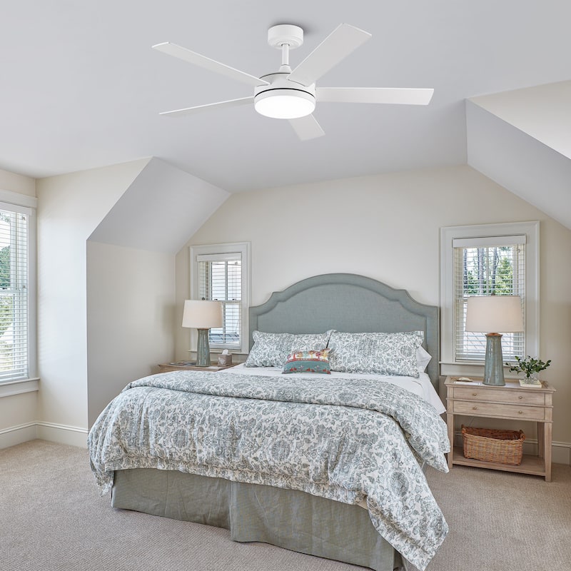 Vaczon 48" Modern White Bedroom Smart LED Ceiling Fan with Remote and App