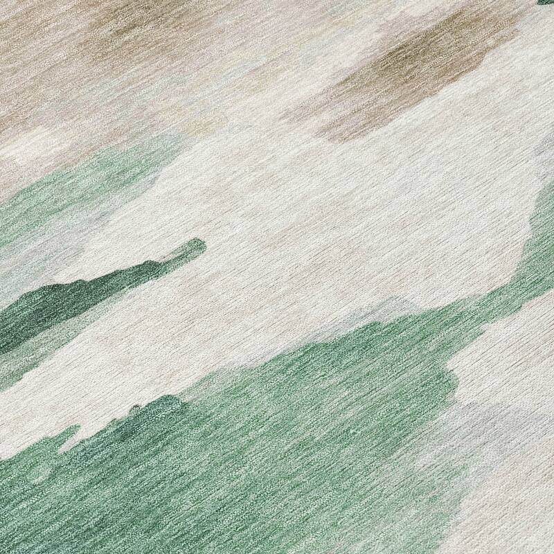 Machine Washable Indoor/ Outdoor Abstract Watercolor Chantille Rug