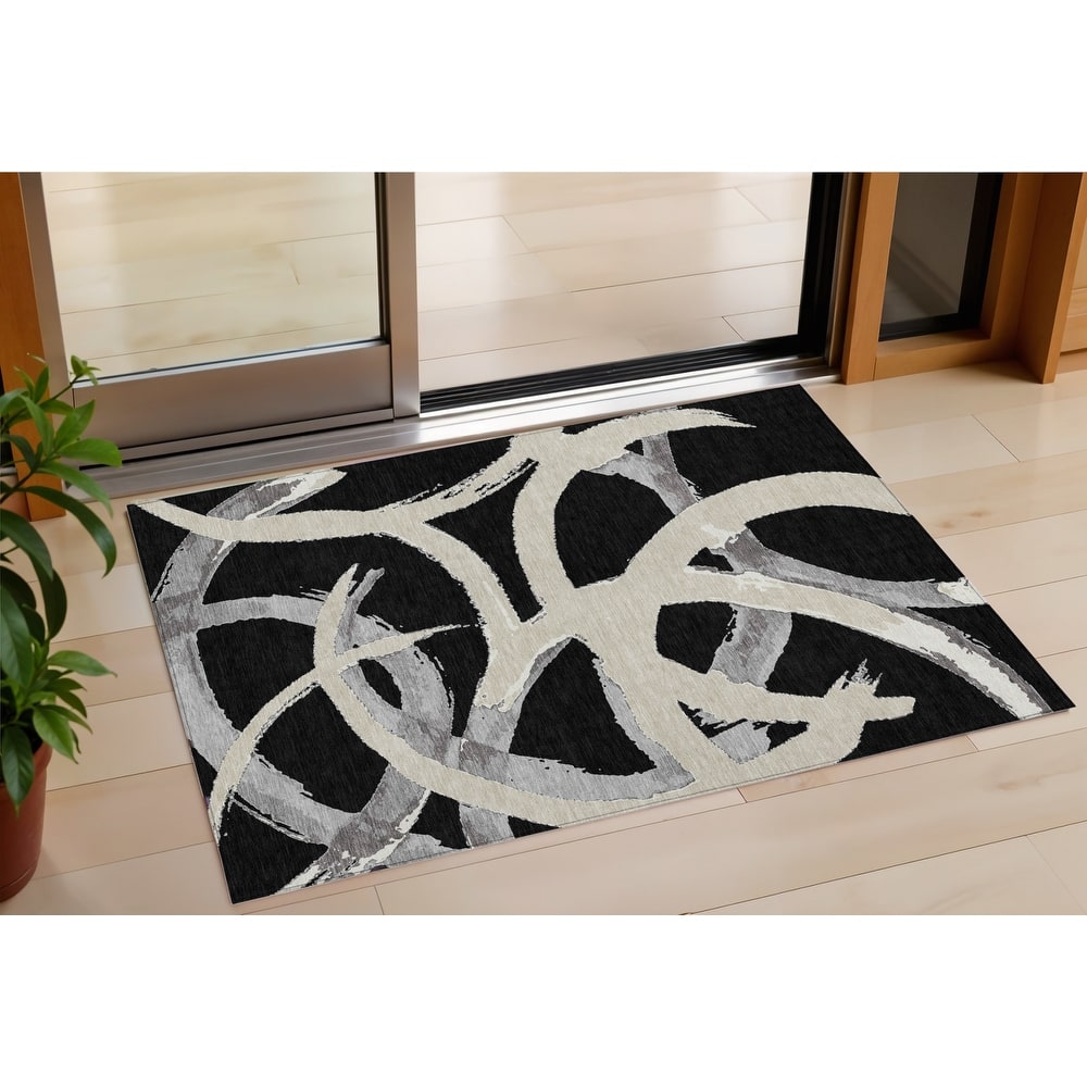 HomeRoots Abstract Transitional Rectangle Outdoor Rug