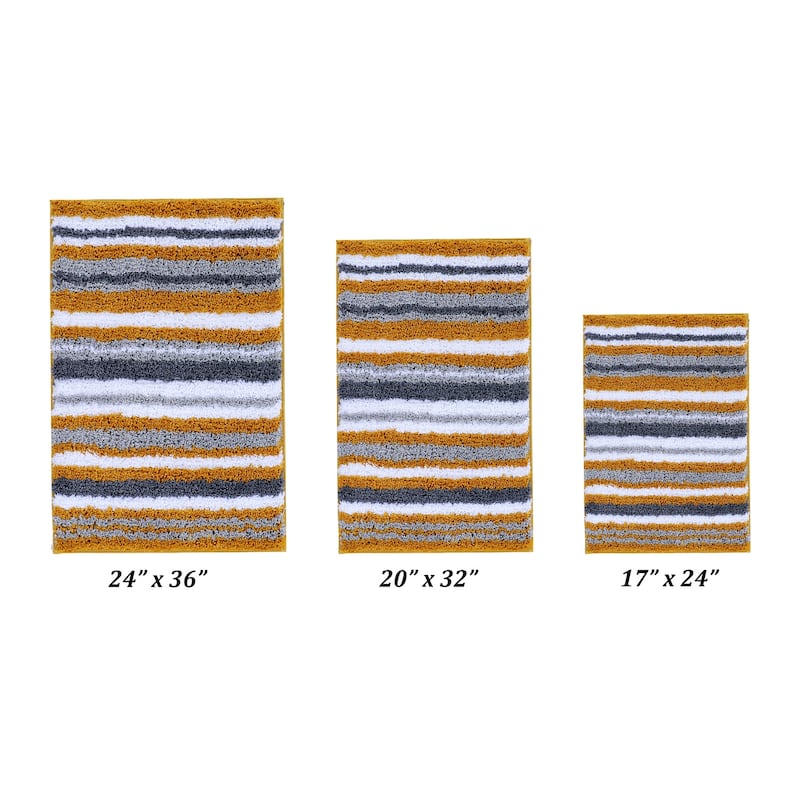 Better Trends Bath Rug 100% Polyester Super Absorbent Anti-Skid TPR Backing Bathroom Rug For Shower,Sink Mats Griffie Collection - 3 Piece Set (17" x 24" | 20" x 32" | 24" x 36") - Yellow