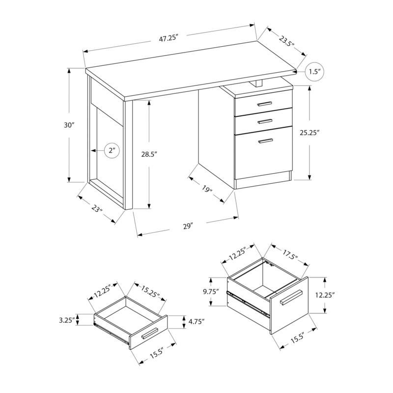 Contemporary Computer Desk with 3 Drawers, Reversible Setup, and Sleek Design for Home or Office Use