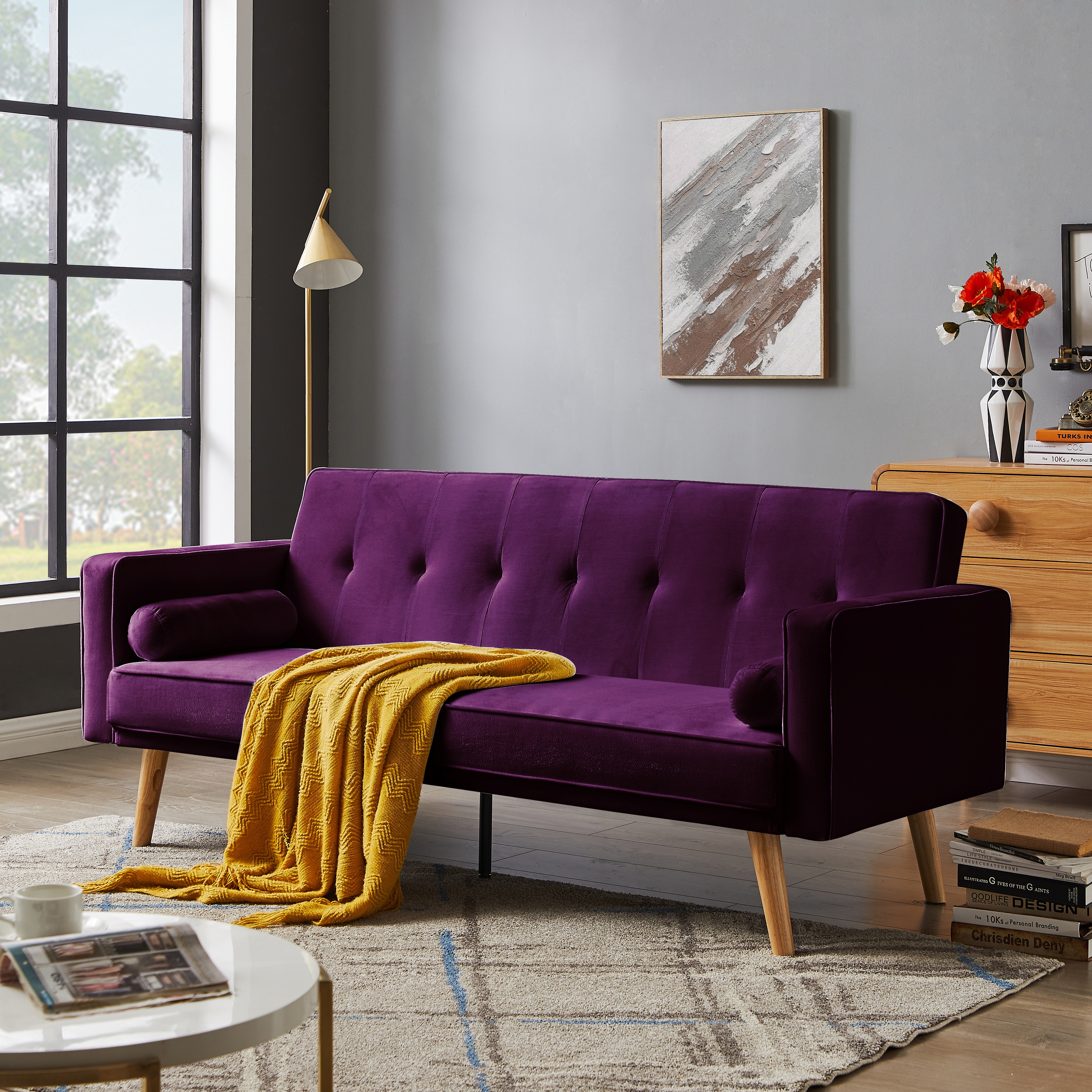 Purple futon sofa bed hotsell
