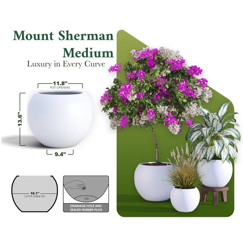 DTY Signature Mount Sherman 1-Piece Fiberstone Planter for Indoor/Outdoor