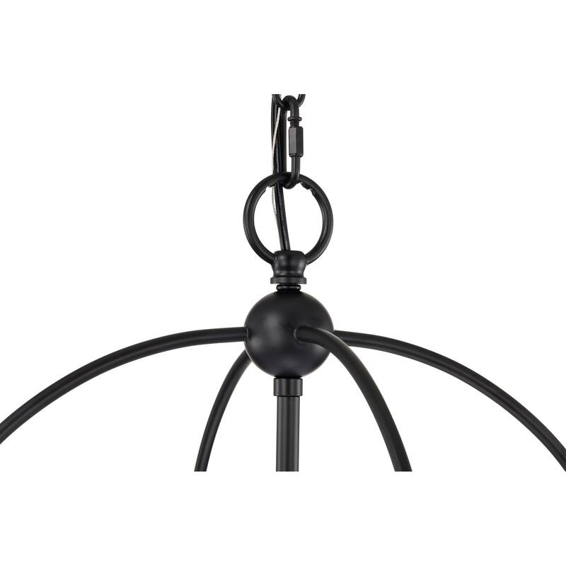 Matte Black Finish 3-Light 18 in. Cage Chandelier with White Fabric Shade