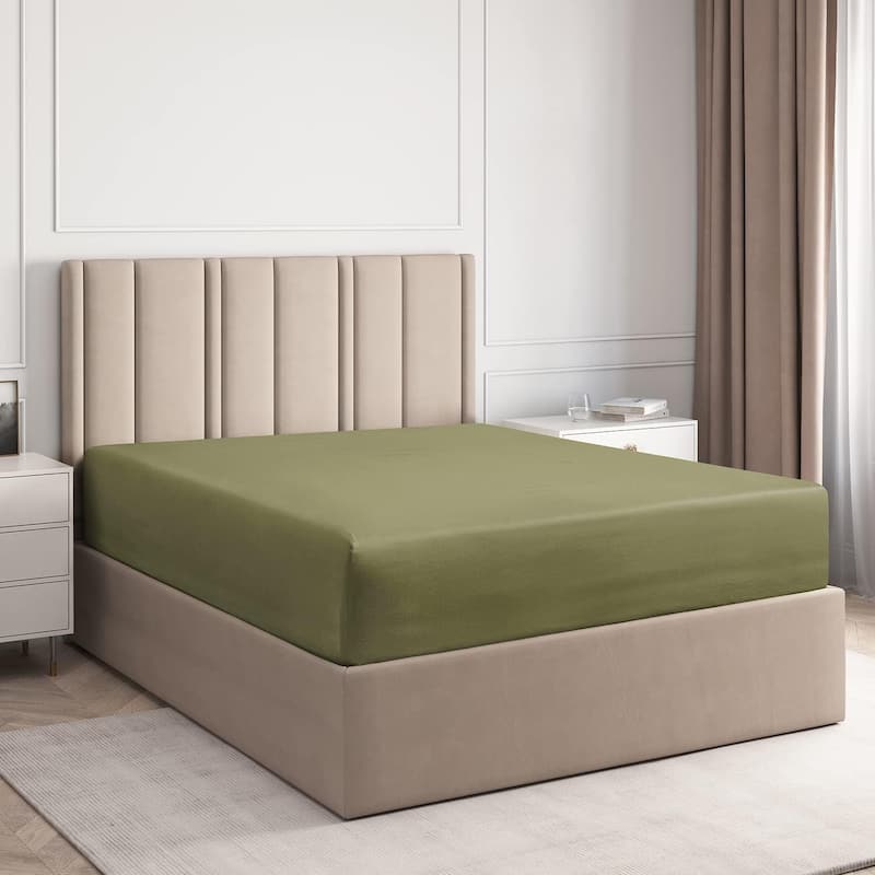 CGK Linens 100% Cotton Deep Pocket 14" - 16" Ultra Soft Fitted Sheet - King - Sage Green