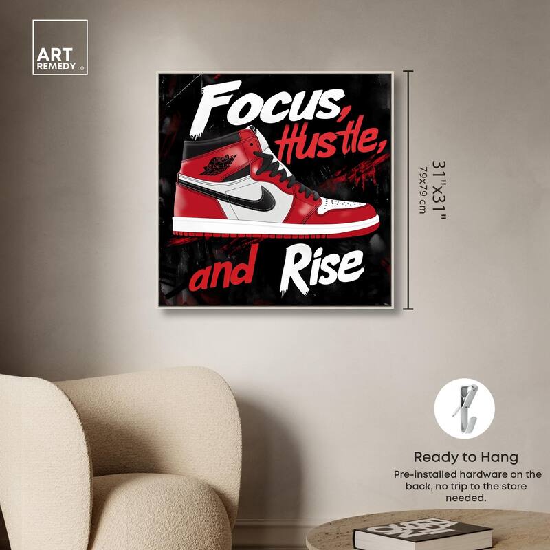 Hustle and Rise Sneaker Red Canvas by Art Remedy