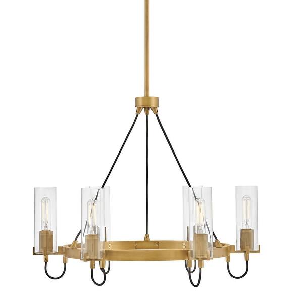 slide 1 of 1, Hinkley Lighting 37855 Ryden 6 Light 28" Wide Candle Style Chandelier Heritage Brass