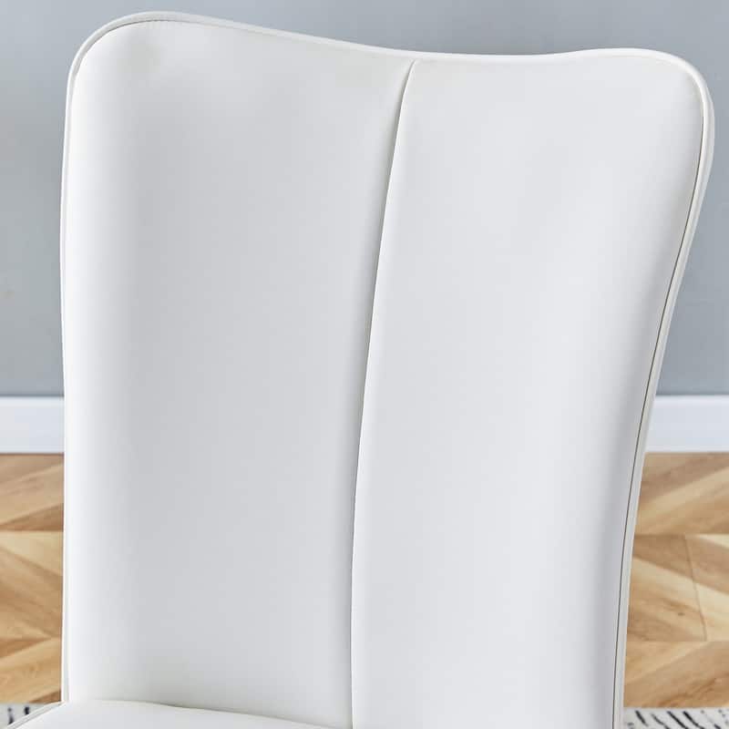 Modern/Minimalist Style PU Leather Dining Chairs Set of 2 with Sliver Metal Legs