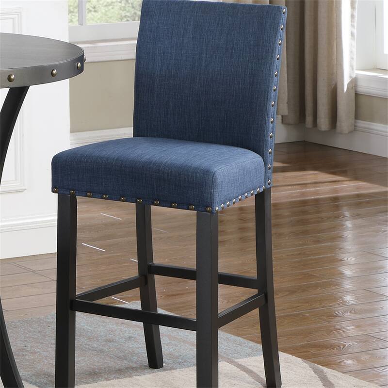 Fabric Bar Stools with Nailhead Trim, Set of 2