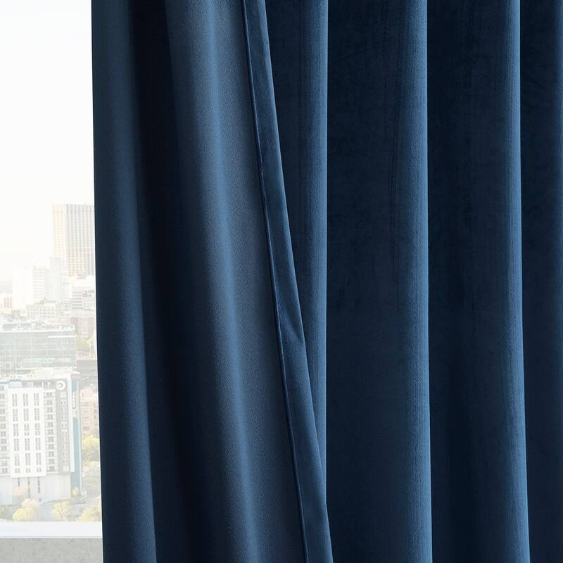 Exclusive Fabrics Simply Velvet Room Darkening Curtains 2 Panels Set - Velvet Window Curtains for Living Room & Bedroom