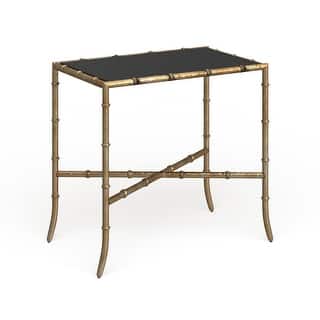 SAFAVIEH Hidden Treasures Black Mirrored Glass Gold Accent Table - 23" x 13.7" x 21.1"