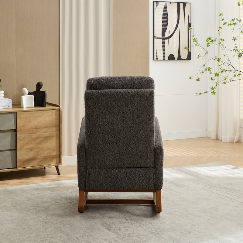 GDFStudio - Amelia Boucle Upholstered Rocking Chair with Retractable Footrest and Wingback Design - 25.4"W