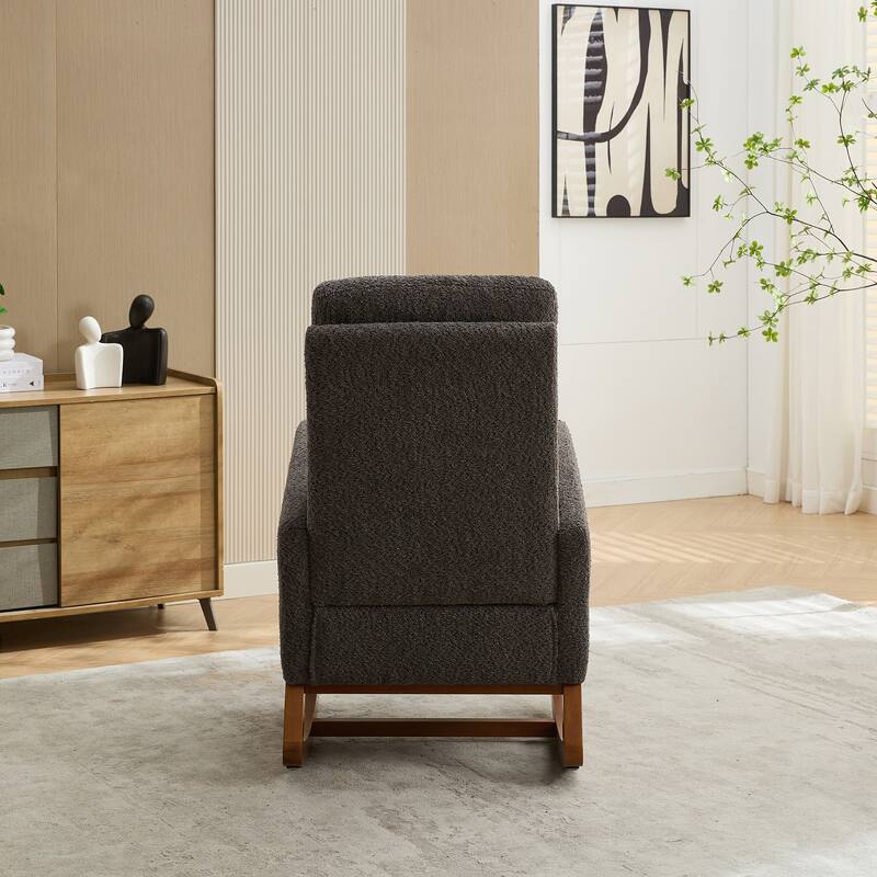 Roomfitters 25.4" Nursery Rocking Chair, High Back Glider with Retractable Footrest and Side Pocket, Charcoal