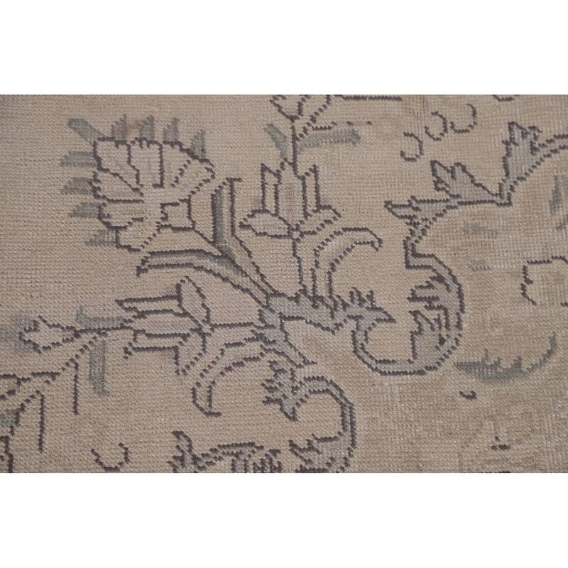Hand Knotted Oriental 100% Wool Carpet Traditional Floral Beige & Ivories Tabriz Area Rug - 12' 5'' X 9' 7''