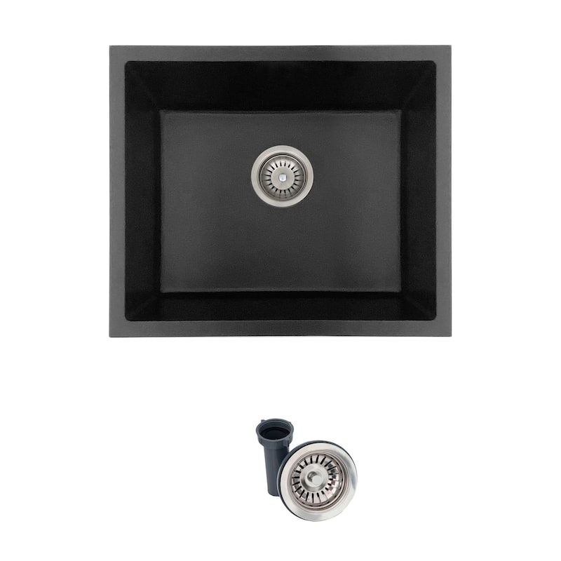 STYLISH Dual Mount 22" Single Bowl Composite Granite Kitchen Sink - 22" x 17.5" x 8.25"