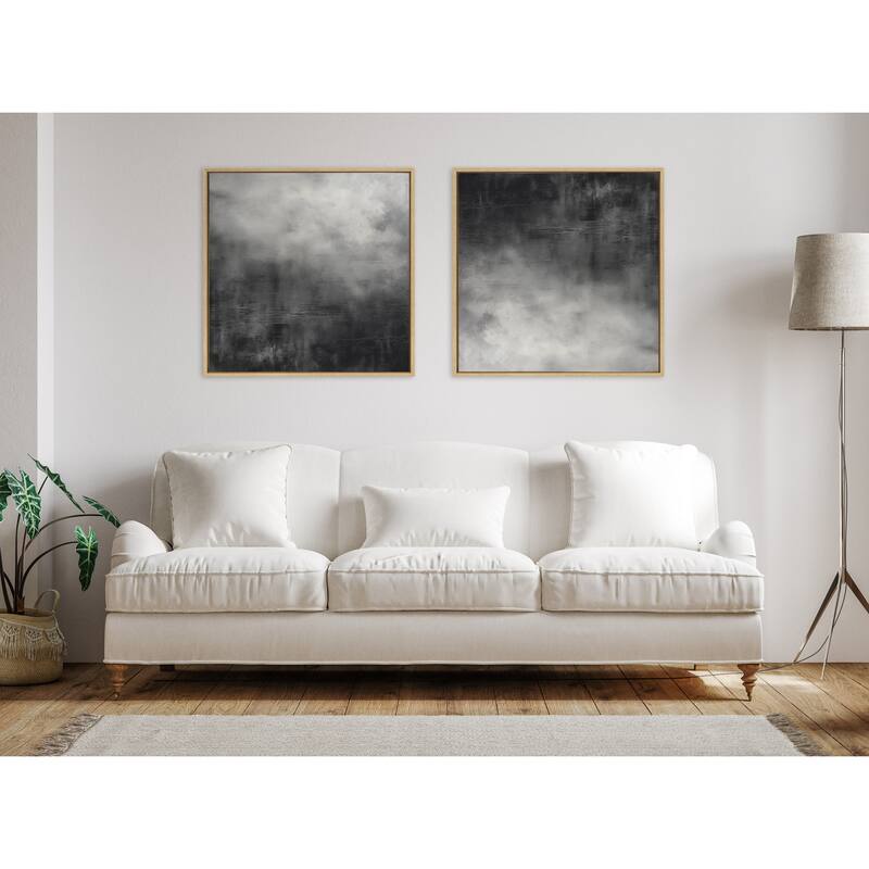 Kate and Laurel Sylvie Tonal Black Gray Framed Canvas by Creative Bunch Studio
