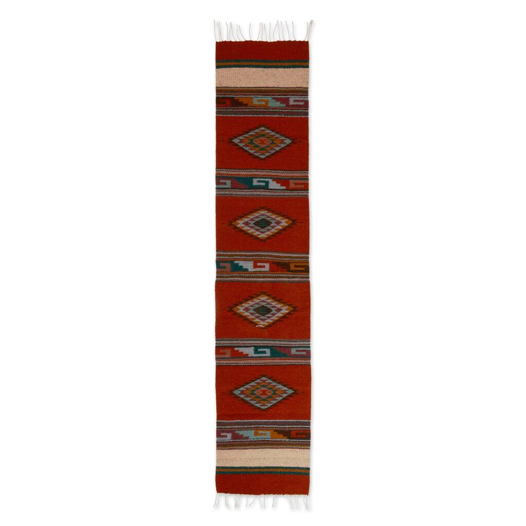Handmade Zapotec wool table runner Fiery Sky (Mexico)