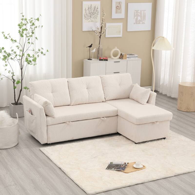 L-shaped multi-functional reversible storage Velvet combination sofa