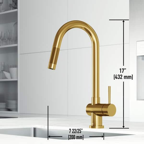 dimension image slide 2 of 4, VIGO Gramercy 17" H Single Handle Pull-Down Spout Kitchen Faucet with Touchless Sensor