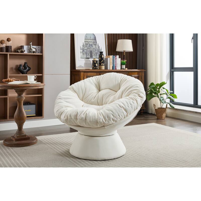 Oversized Swivel Accent Chair, 360-Degree Swivel Barrel Chair, Papasan Chair for Living Room and Bedroom Comfort