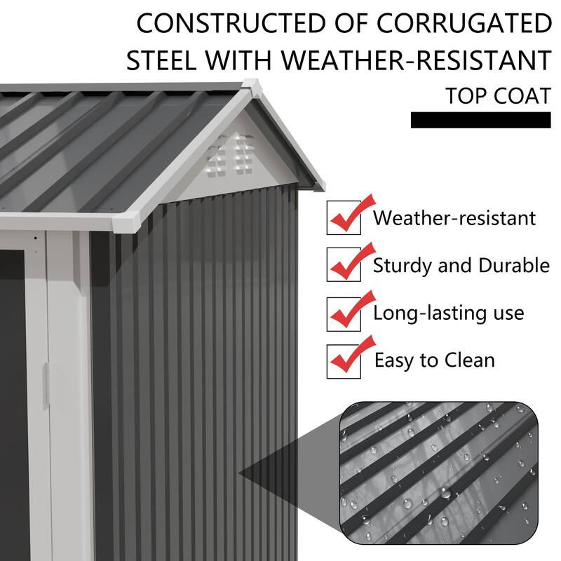 9×6 FT Metal Garden Shed for Patio Backyard