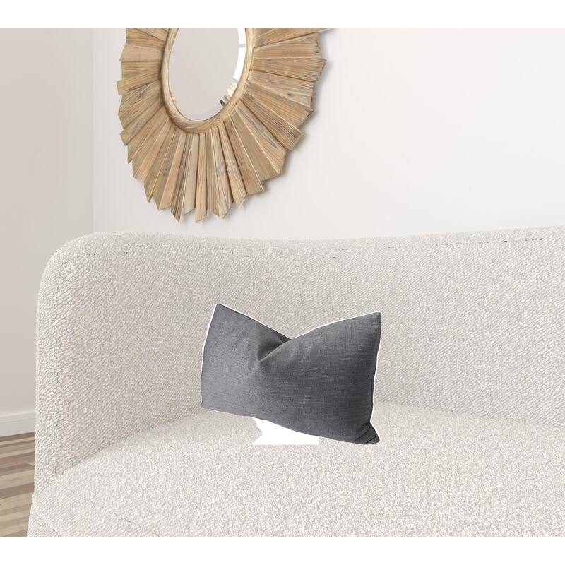 HomeRoots 13" X 21" Gray Polyester Zippered Pillow