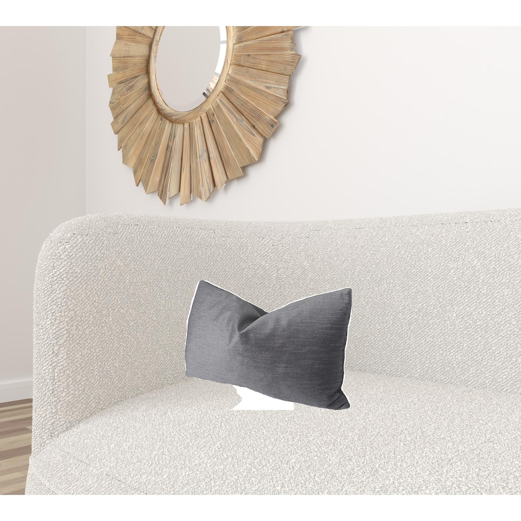 HomeRoots 13" X 21" Gray Polyester Zippered Pillow