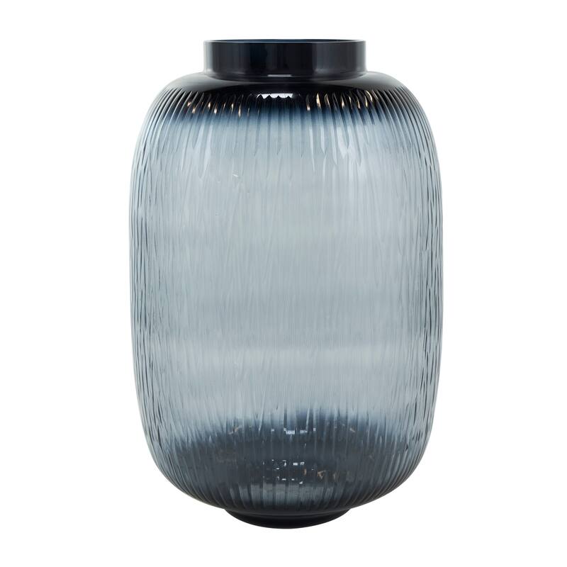 Black Glass Textured Ombre Decorative Vase (Set of 2)