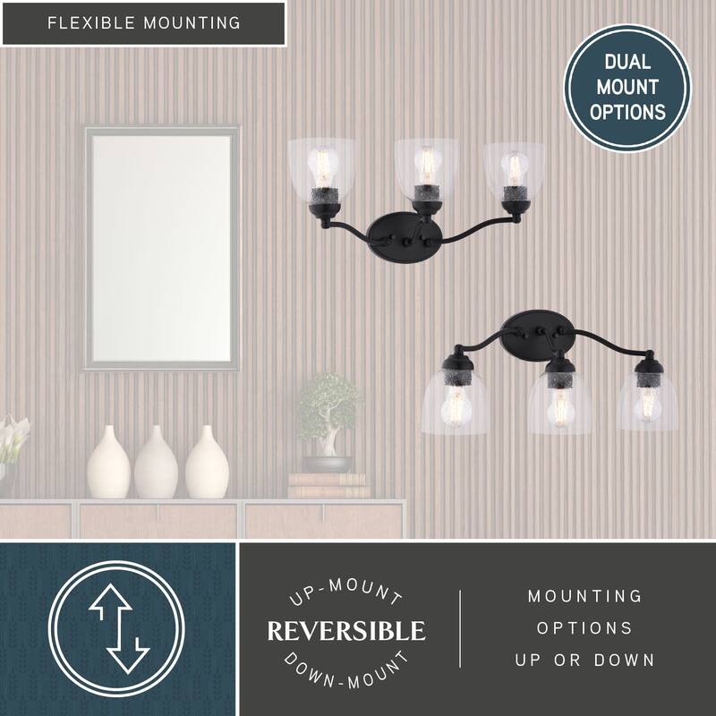Bellwood Traditional Bathroom Vanity Wall Lighting Fixture, Glass Shade, Dimmable, LED Compatible, Over the Mirror Mount
