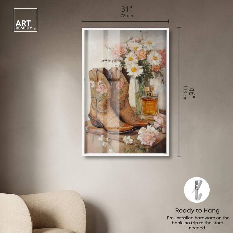 Delicate Floral Boots II Shadowbox by Art Remedy