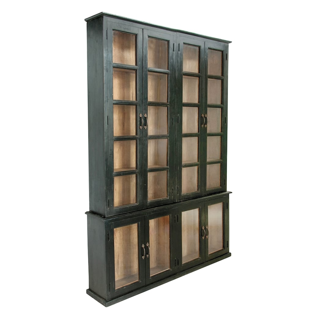 Mango Wood and Glass Cabinet - 63.0"L x 11.0"W x 87.0"H