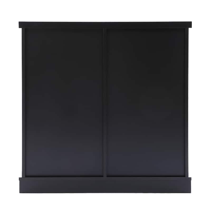 Black and Brown Wood 2-Drawer X-Storage Wine Cabinet