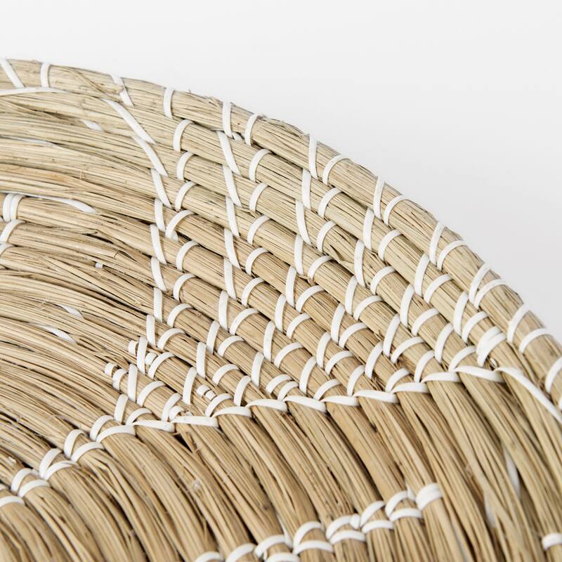 Mekhi Light Brown Seagrass w/ White String Round Wall Hanging Plate