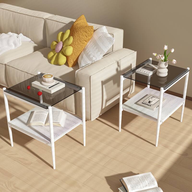 Tempered Glass Coffee Table and End tables Set of 3 - N/A