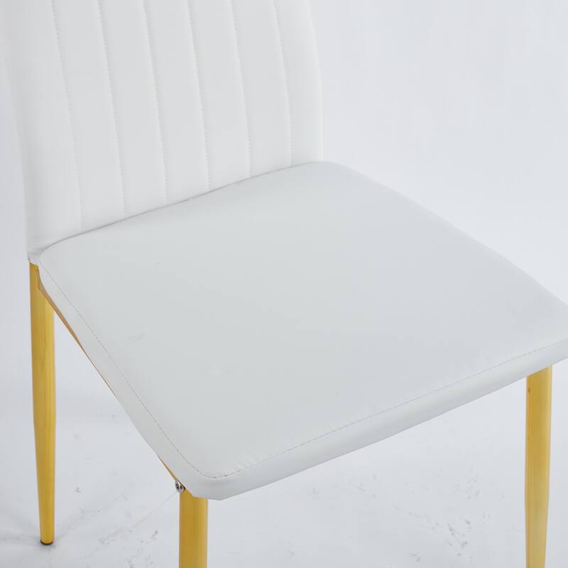 5 Pieces Dining Set, Table Metal Leg Mid-Century Dining Table and Chair