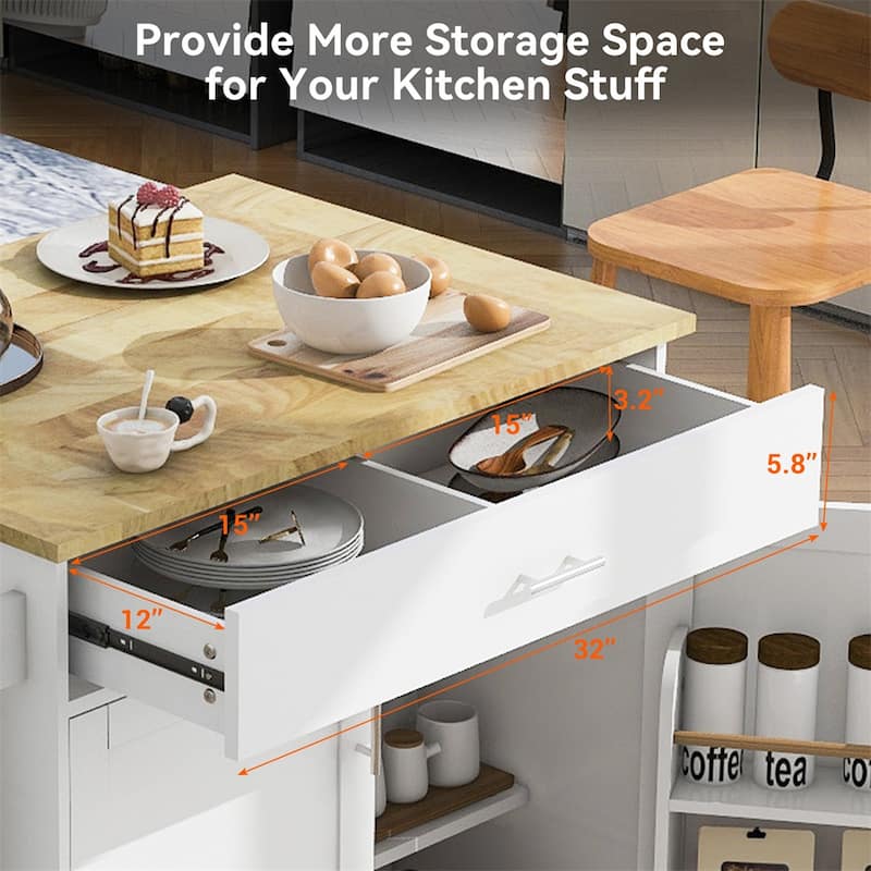 Rolling Kitchen Cart with Adjustable Shelf Tower Rack and Rubber Top