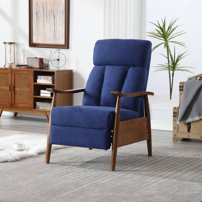 Blue Modern 26.38" Upholstered Adjustable Chaise Lounge Chair with Wood Frame for Living Room - Blue