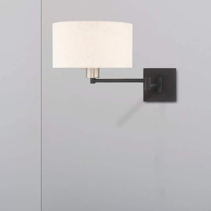 Livex Lighting 1-Light Drum Shade Swing Arm Wall Lamp, 40037