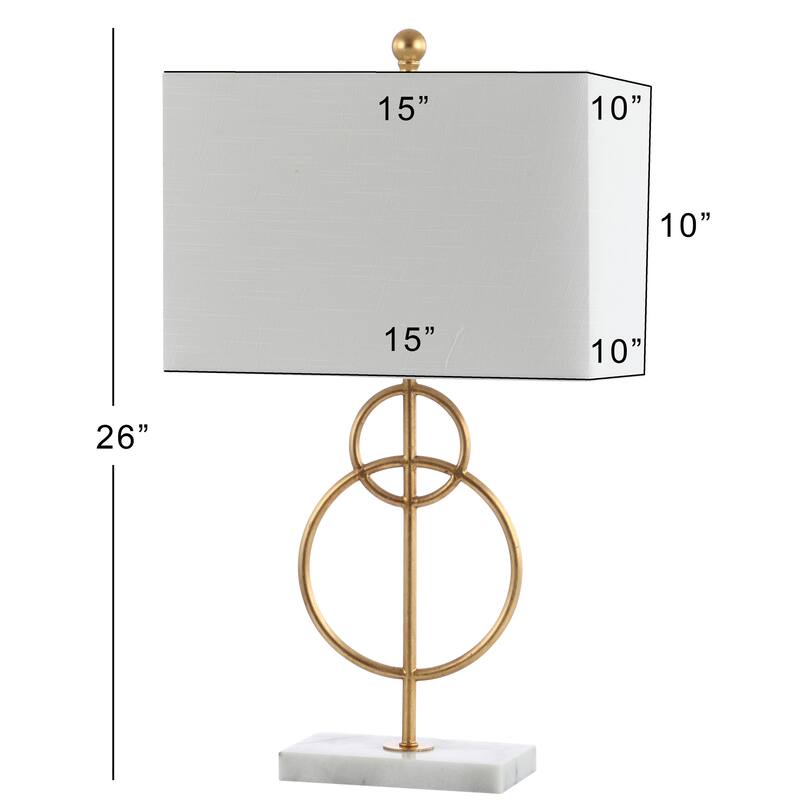 Gregory 26" Modern Circle Marble/Metal LED Table Lamp, Gold by JONATHAN Y