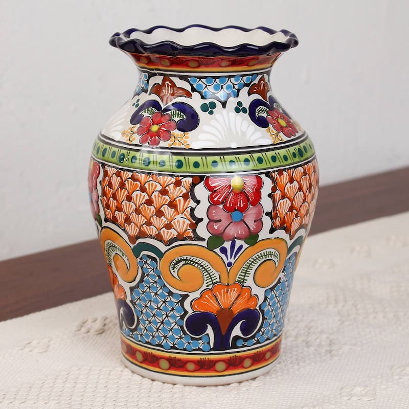 Handmade Talavera Dream Ceramic decorative vase (Mexico)